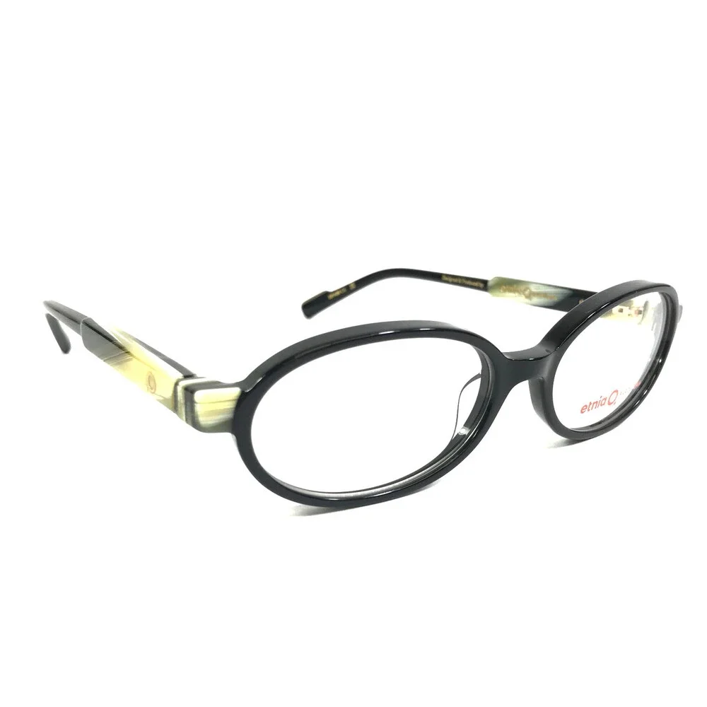 Etnia Barcelona Eyeglasses Frames HALOS BKBR Black Brown Horn Oval 53-16-138